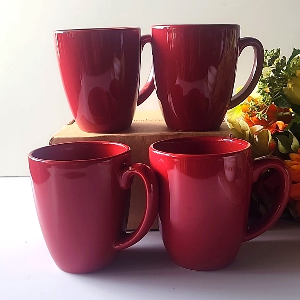 ☆Set of 4 Corelle, Red Coffee/Tea Mugs.☆ - Picture 2 of 9